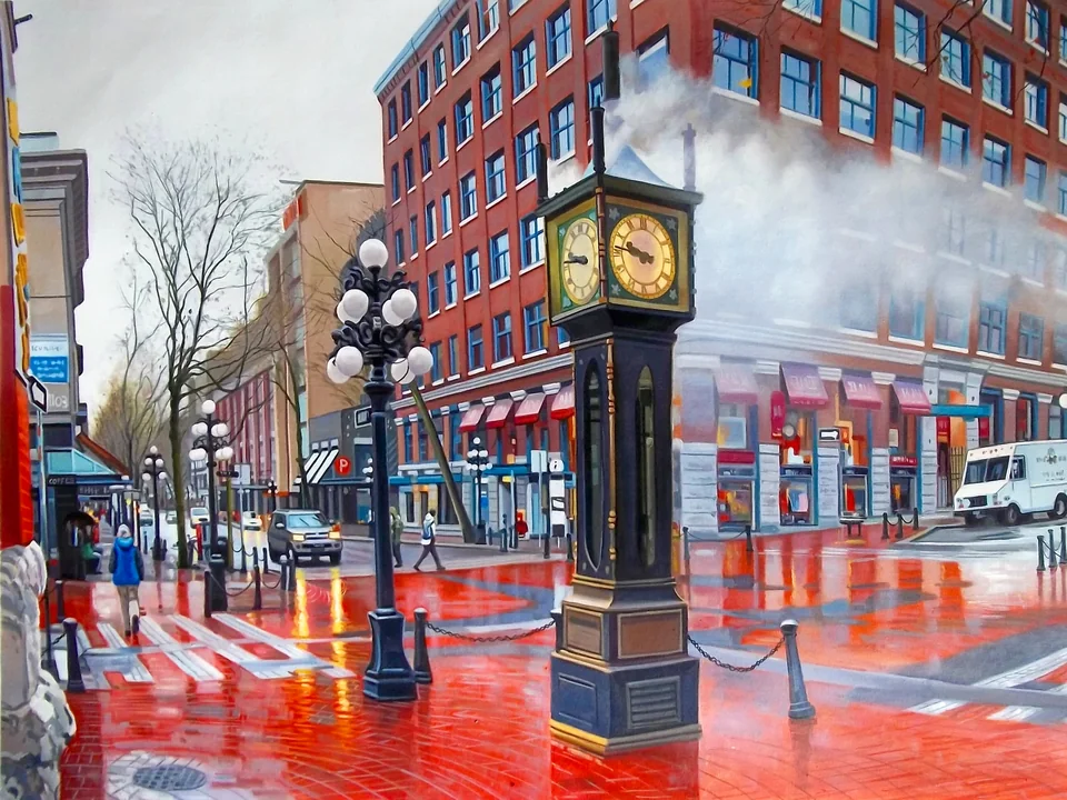 Gastown Steam Clock After the Rain
